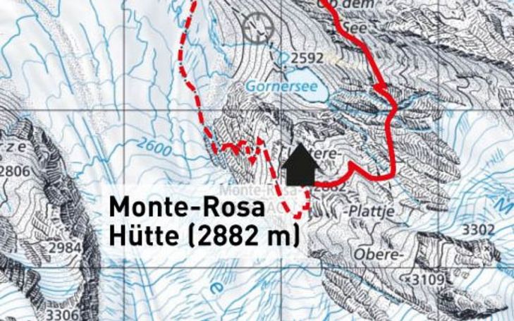 Nouvel itinéraire pour la Monte-Rosa-Hütte