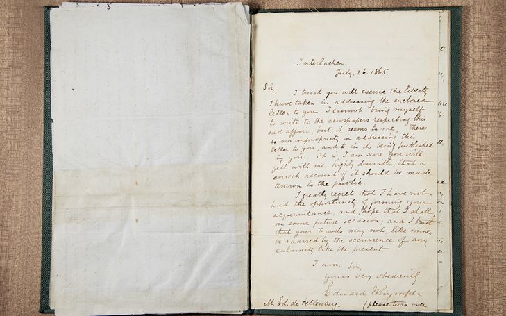 Lettera di Edward Whymper a Edmund von Fellenberg del 26 luglio 1865