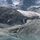 La fine couche de glace de la langue du Glacier de Moiry (VS) a presque totalement fondu sous la barre rocheuse durant l’été 2022.