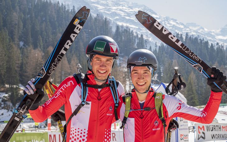 Matteo Favre et Arno Lietha sur le podium de la Coupe du monde au Val Martello